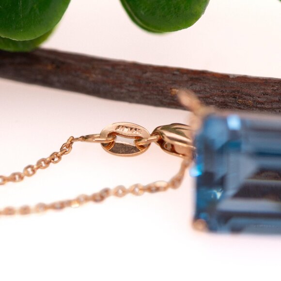 8.3cts London Blue Topaz Necklace in 14K Solid Gold | Fine Jewelry - Picture 8 of 8